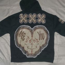 Denim Tears Graphic Skull Hoodie - "Die For You" Print - Black -Small