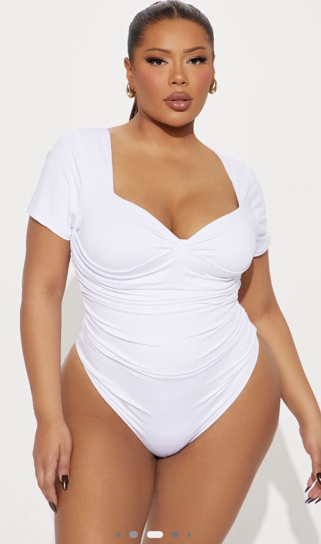 Fashion Nova Short Sleeve Bodysuit -White Size 3X
