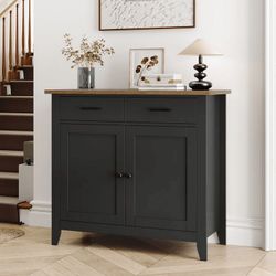 Entryway Cabinet, Kitchen Storage Cabinet，Farmhouse Buffet Sideboard with 2 Drawers & 2 Doors, Coffee Bar with Storage for Dining Room Living Room, Ba