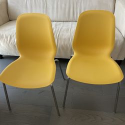 (4) Marigold Yellow IKEA LIDÅS Dining/ Desk Chair - Ergonomic - Chrome Plated