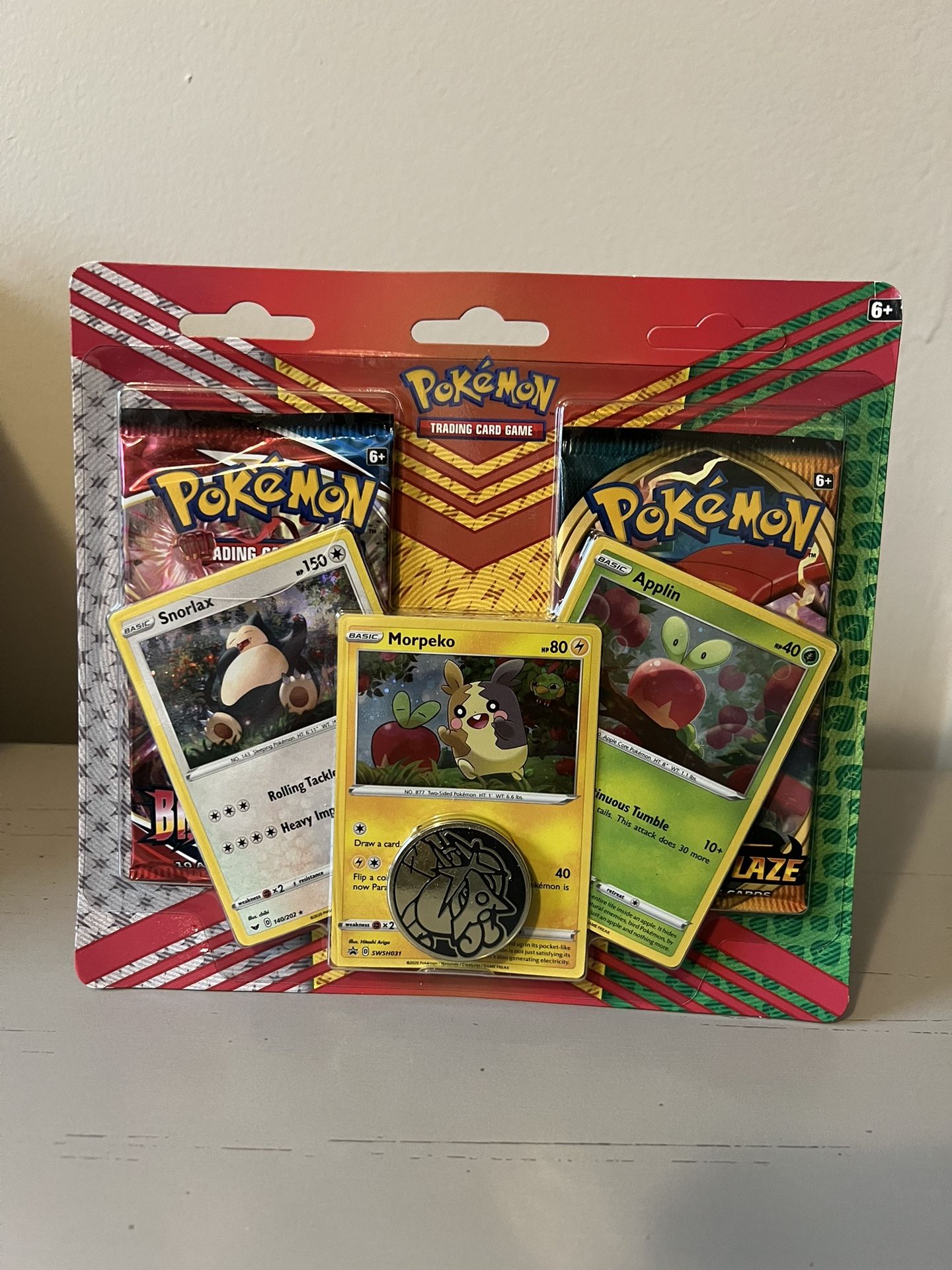 Pokémon TCG Snorlax, Morpeko & Applin Promo Cards with 2 Booster Packs & Coin