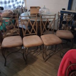 Four Chairs Very Sturdy With Table Glass Top