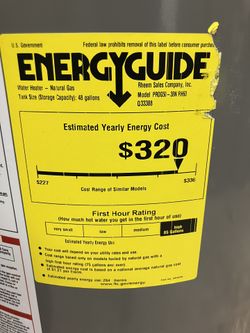 Water Heater - Natural Gas Rheem Sales Company, Inc. Tank Size (Storage Capacity): 48 gallons