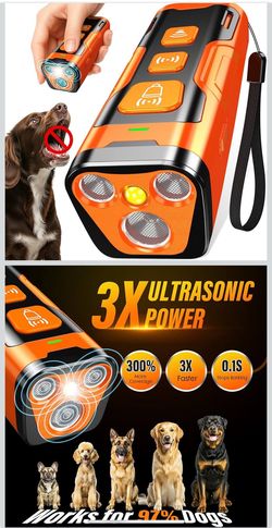 Dog Bark Deterrent Device, 3X Ultrasonic Anti Barking, 6 Training Modes 23 FT Range Barks No More Indoors Outdoors Behavior Correct Safe & Humane Rech