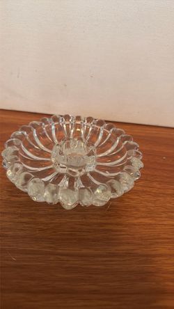 Vintage Beaded flower clear glass candle holders