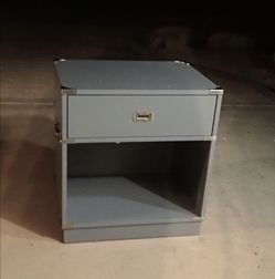 XL Frost Grey Campaign Nightstand Chrome Accents