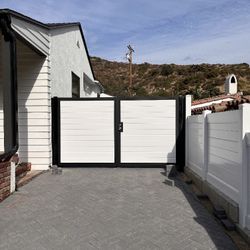 Composite Vinyl Gate Iron Metal Gate Arch Gate Horizonal Gate Semi Transparent Full Privacy Gate