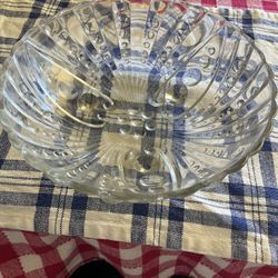 Vintage Anchor Hocking Clear Glass Burple Footed Bowl, Great Condition