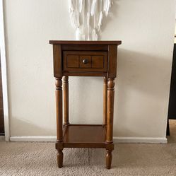Retro Mid Century Breighton Home Provencal Countryside Mia Petite Real Wood Accent Side Table with Drawer and Shelves 