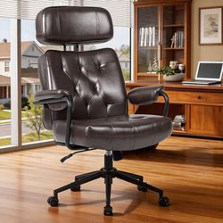 High Back Executive Office Chair, Ergonomic Computer Chairs, Wide Seat, Pu Leather, Rolling Chair with Wheels