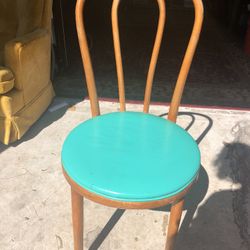 Vintage Turquoise Wood Café Chair