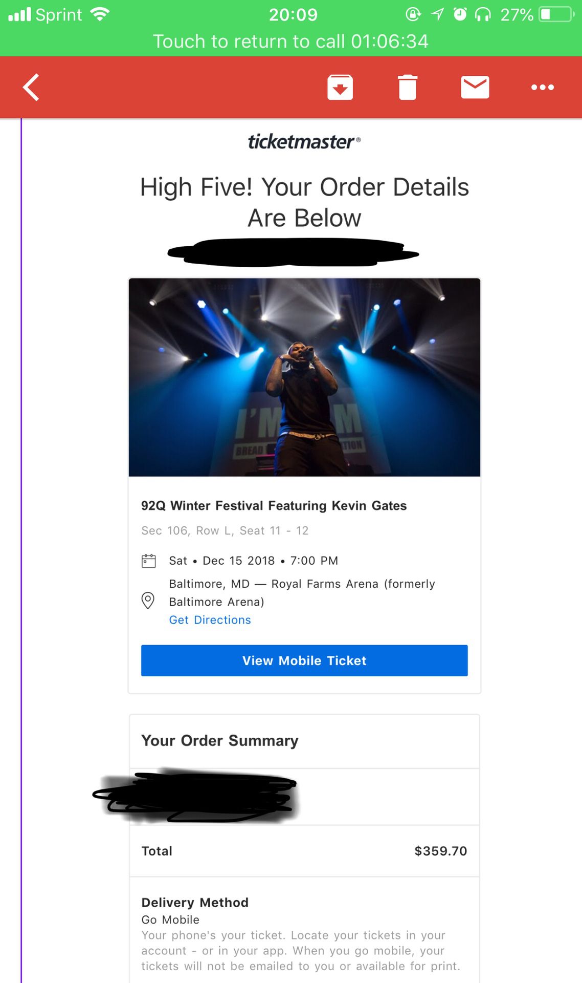 Kevin Gates Concert Tickets (2) Baltimore