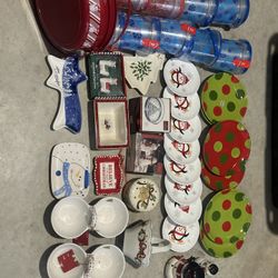 Large Christmas Kitchenware & Cookie Storage Set – Holiday Plates, Bowls, Containers & Decor