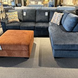 Navy Blue Chaise Sectional 