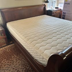 Cal King Sleigh Bed, Mattress And Box Springs