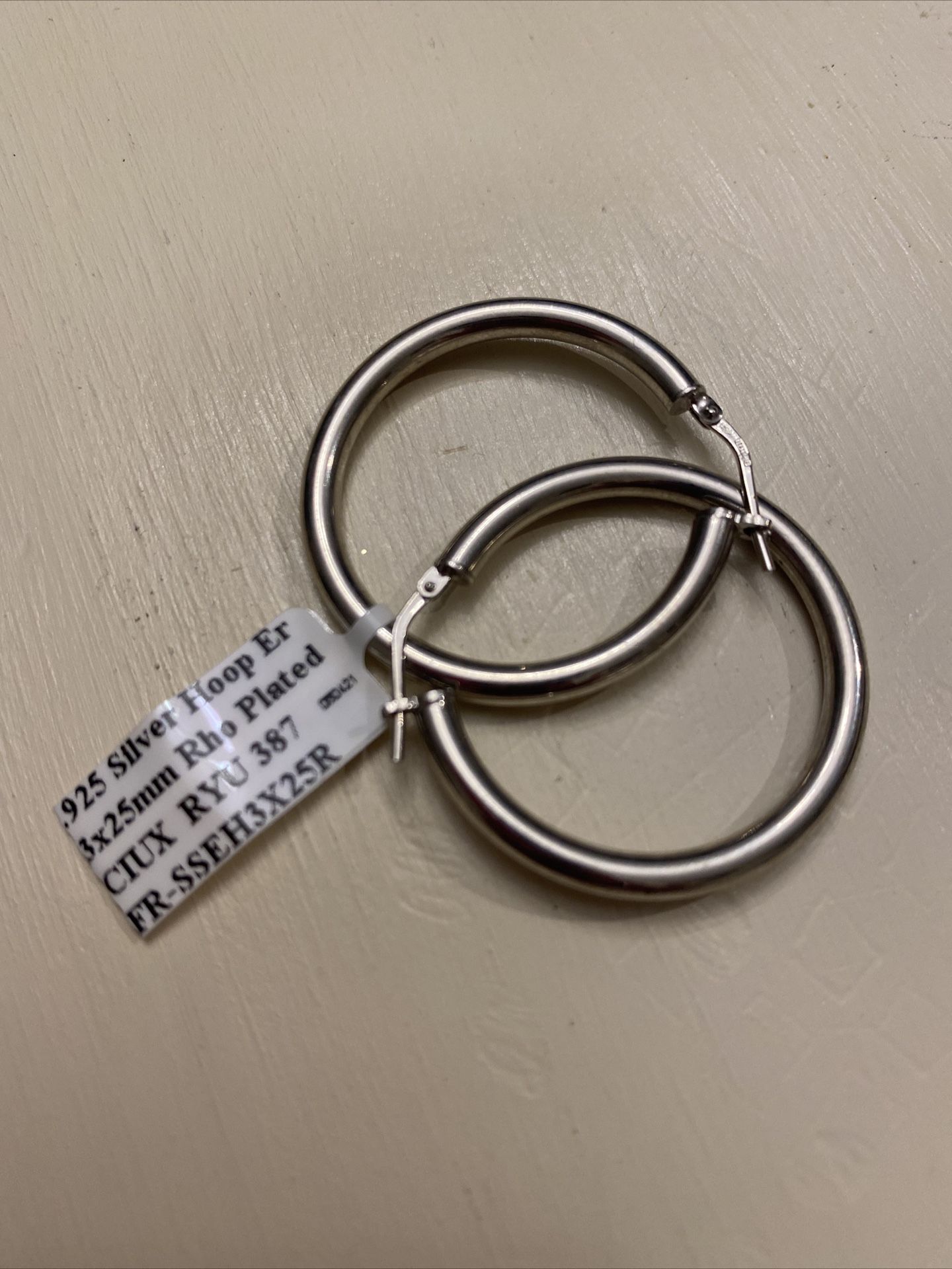 Hoop Earring 925 Fine Silver Made In USA.