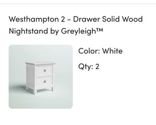 2x White nightstands solid wood excellent condition 24” wide
