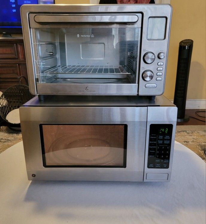 GE 1.6cu Countertop Microwavve & Emeril Lagasse Stainless Steel 9 In 1 Cooking Function Oven