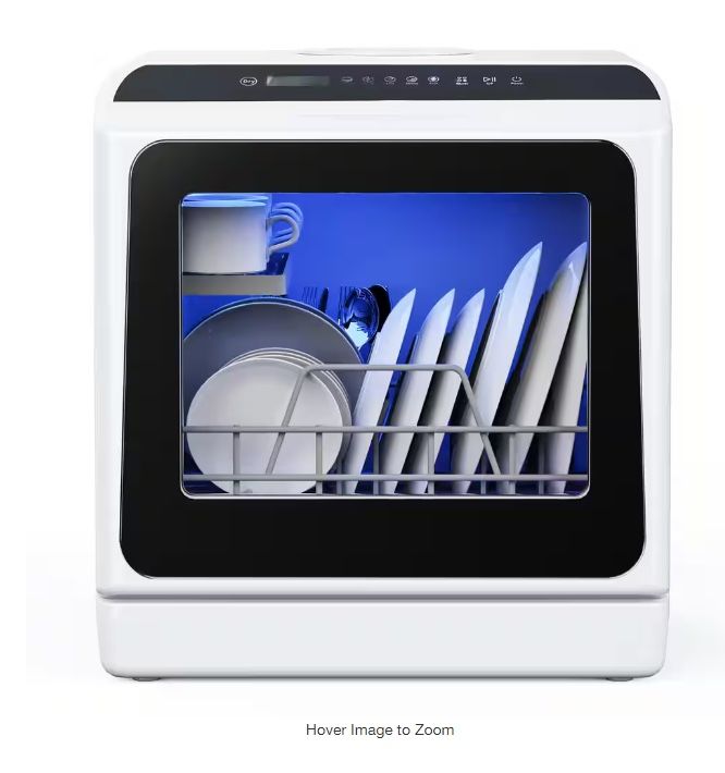 16.85 in. Portable Countertop Dishwasher in White with 3-Cycles,6-Modes,4-Place Settings Capacity, and 40 dBA