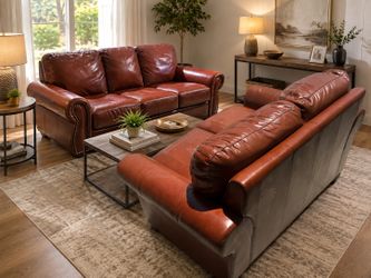 RLAX Genuine Top Grain Leather Sofa & Loveseat Set – Excellent Condition