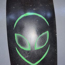 Longboard Deck With Custom Alien Paint Job