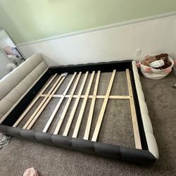 Queen Floor Bed Frame With Slats (custom 2 Tone)