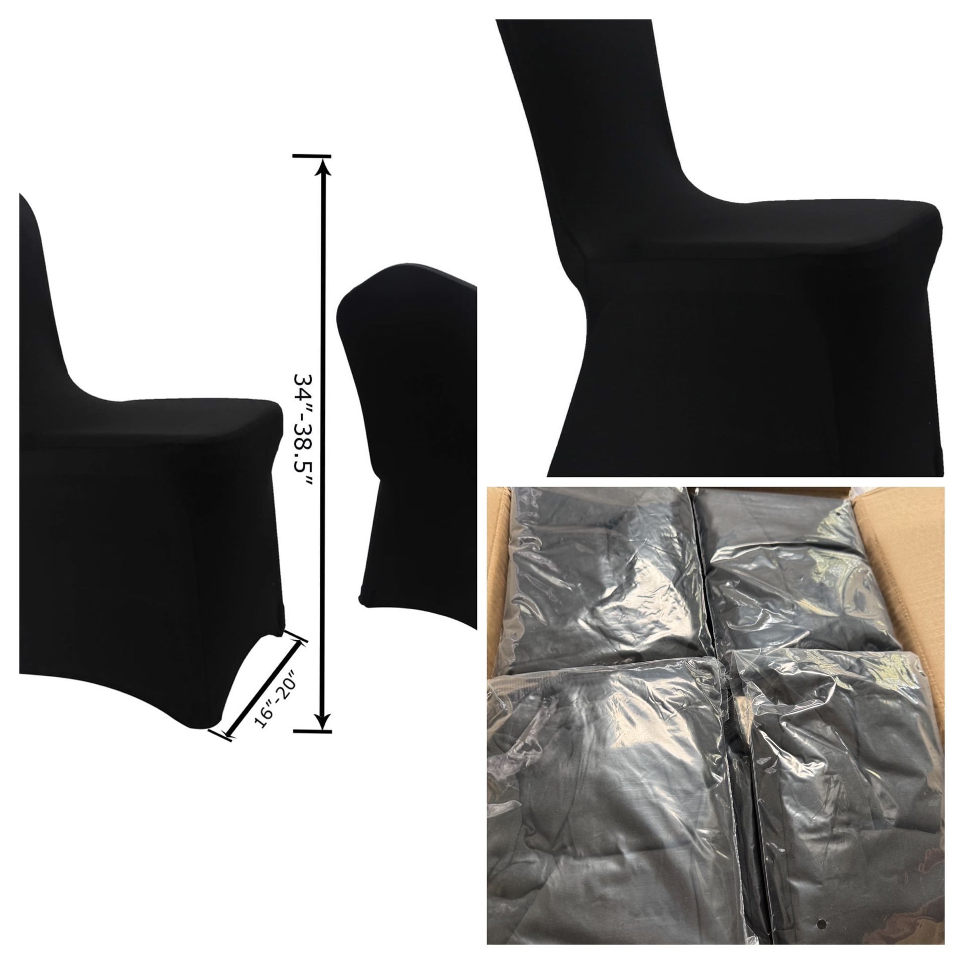 WELMATCH Black Stretch Spandex Chair Covers - 20 PCS Banquet Events Party Universal Dining Decoration Scuba Elastic Chair Covers Premium (Black, 20)