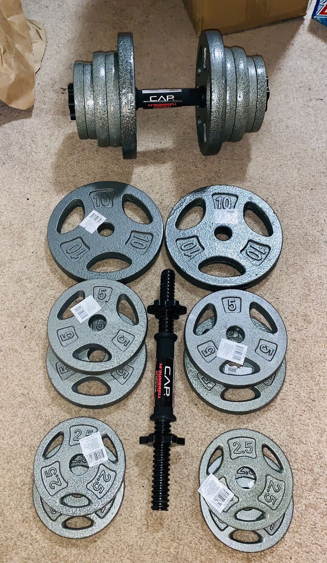 Cap Adjustable Dumbbell Pair 52.5lb Each, Weight&Adjustability Identical to Bowflex 552 Set New!