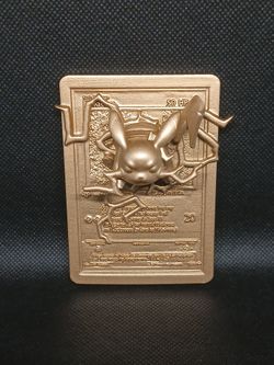 3D Printed Gold Pikachu Wall Art Display Card