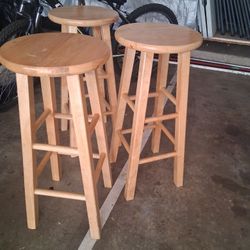 3 Wooden Bar Stools