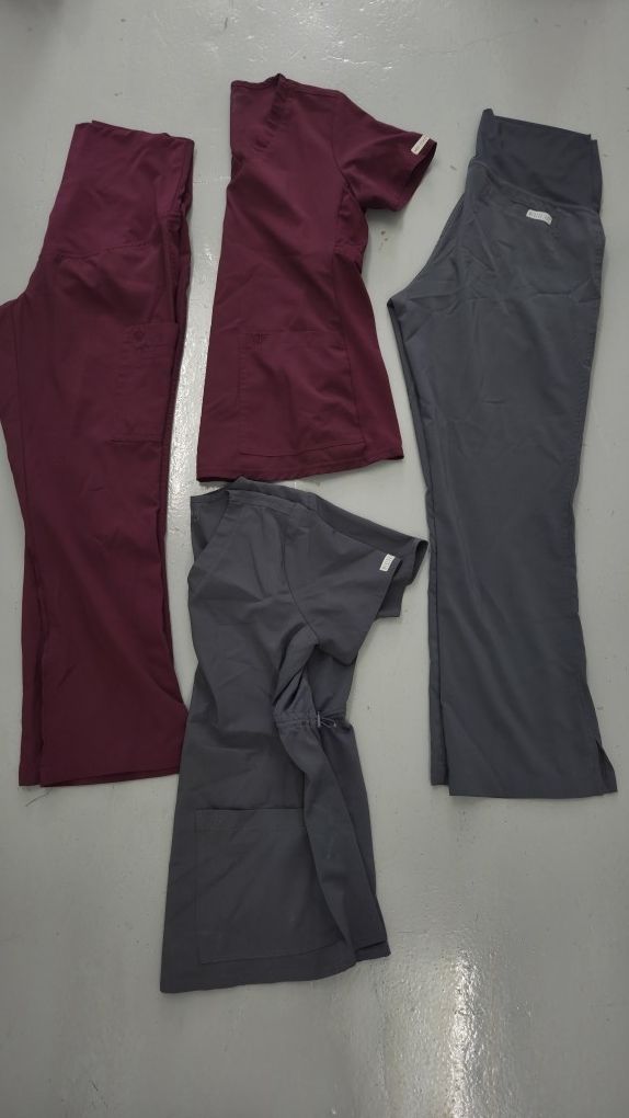 Bundle Of Maternity Scrubs 2 Sets Gray And Maroon