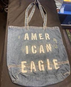 American Eagle Denim Tote Bag With Inner Pocket