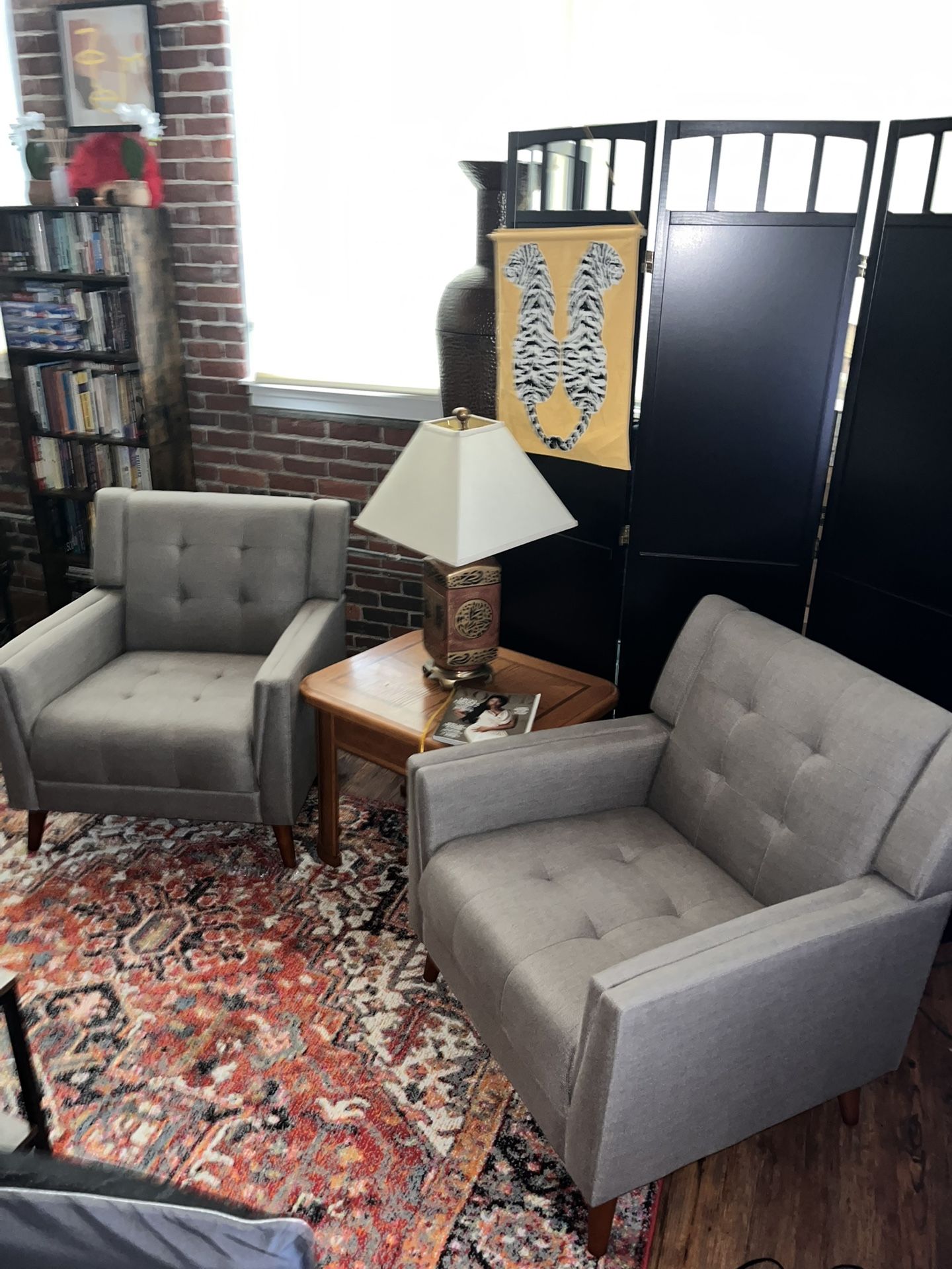 Stylish Gray Living Room Set – Loveseat + 2 Matching Armchairs – $450