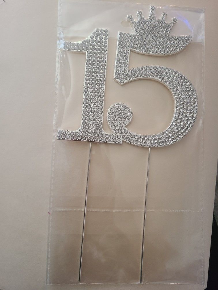 Silver Princess Crown 15th Birthday Topper/ Quinceanera 