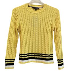 NWT Tommy Hilfiger Women's Cotton Cable Knit Crewneck Sweater – Size S 