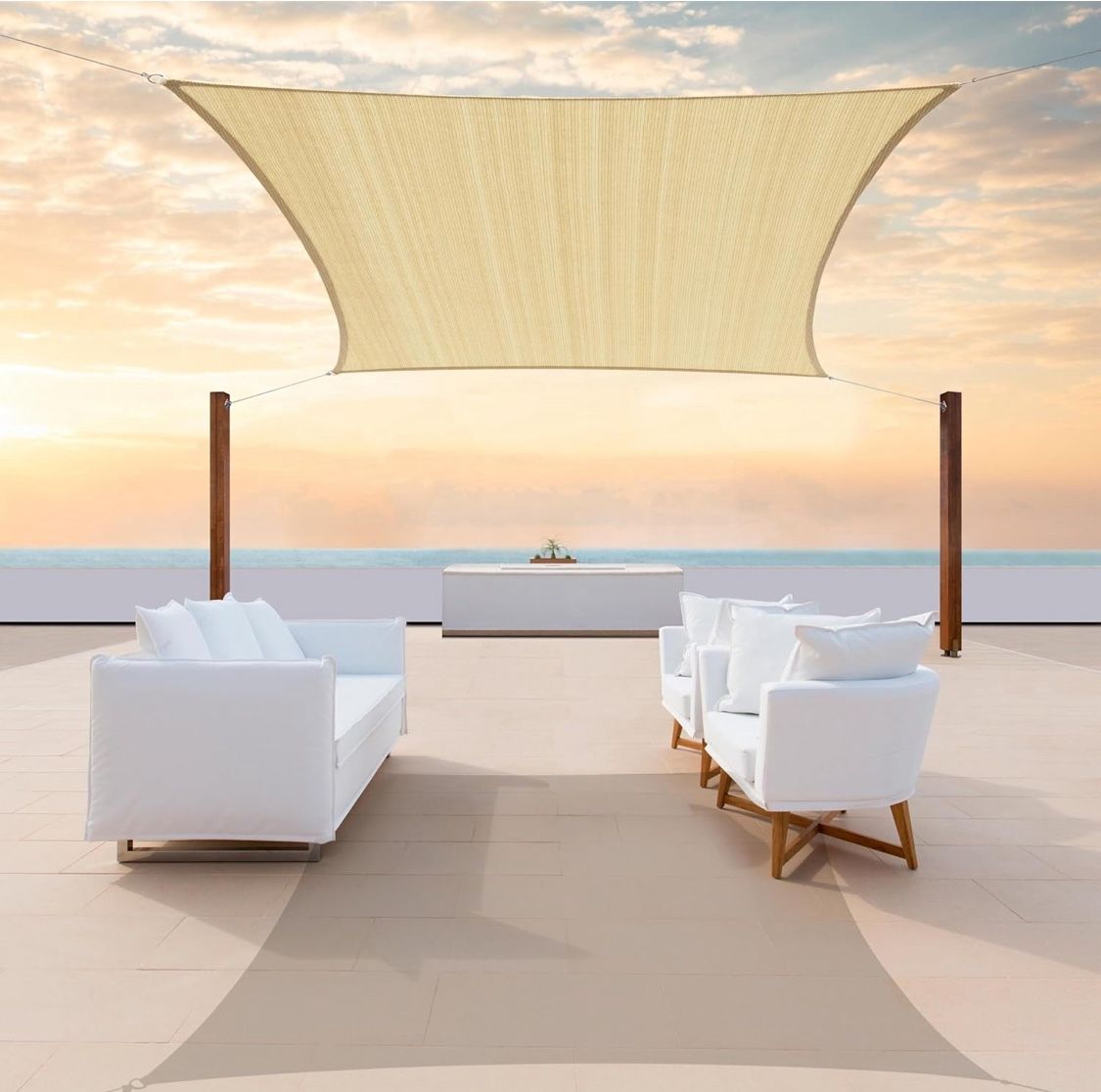 ColourTree 12' x 18' Sand Beige Sun Shade Sail Rectangle Canopy Fabric Cloth Screen