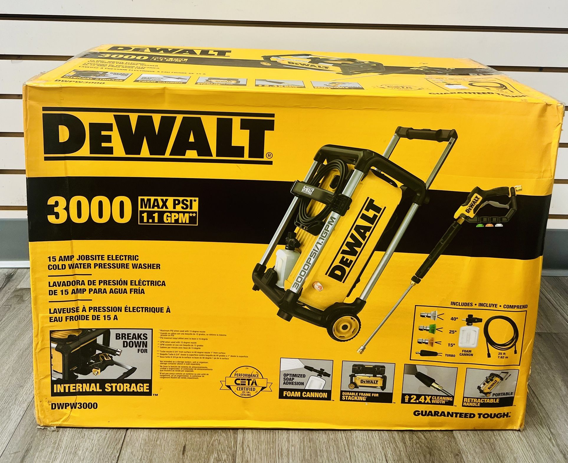 DeWALT DWPW3000 - 3000 MAX PSI 1.1 GPM 15 AMP Brushless Jobsite Pressure Washer