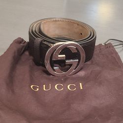Genuine Leather Brown Gucci GG Supreme Mens Belt Size 34