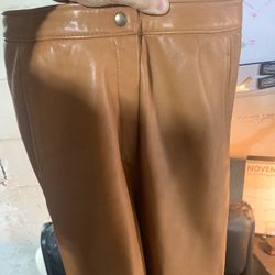 Firenze Brown Genuine Leather Pants Size 4