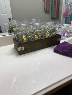 LED Candle/Mason Jar/Faux Lavender Decor