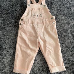 Super Cute Baby Girl Pink Bunny Corduroy Overalls Size 12M