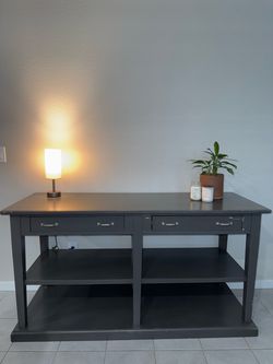 Beautiful Large Made in Italy Kitchen Island / Work Table – 2 Drawers + Shelving