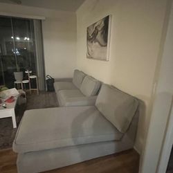 KIVIK sect, 4-st w chaise TIBBLEBY beige/gray US 89