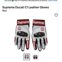 Supreme X Ducati.  C1  Leather Gloves Red Size M