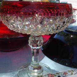 Indiana Cranberry Glass Pedestal Dish