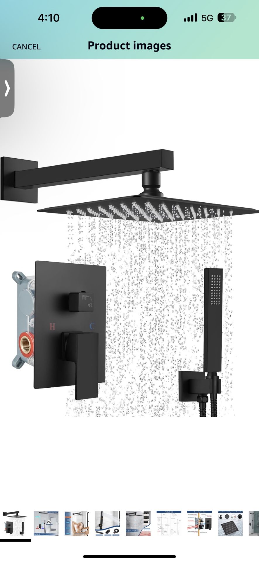 Rain Shower System Square Rainfall Shower Head Wall Mount Shower Faucet Set with Hand Sprayer Rough-in Valve Trim Kit Bathroom Mixer Shower Combo Set,