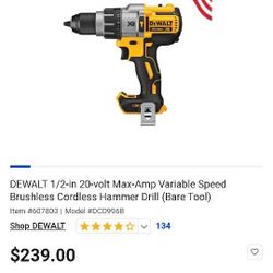 DeWalt Cordless 1\2in 20v Hammer Drill