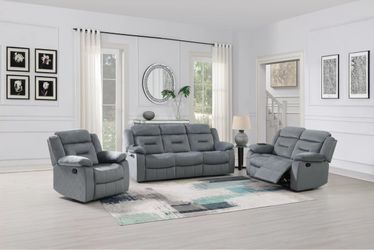 🛋️ New 3-Piece Gray Fabric Reclining Sofa Set $10 Down
