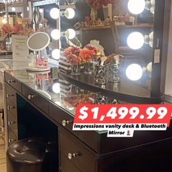 Impressions Vanity Desk, LED Bluetooth Mirror 🤩 