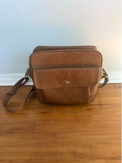 Vintage Samsonite Profile Brown Leather Shoulder Messenger Crossbody Bag